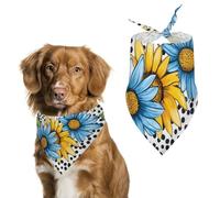 Sunflower Black White Spotted Dog Bandana Adjustable Pet Bibs Triangle Neck Scarf for Small Medium Dog Cats