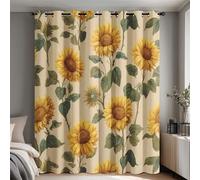Sunflower Blackout Curtains for Bedroom Living Room, Botanical Yellow Floral Curtains Eyelet 72 Drop Home Decor, Patterned Window Drapes, 46x72 Inch 2 Panels B-D127