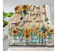 Sunflower Blanket, Christian Religious Gifts for Women Men 40"×50", God says You are Inspirational Throw Blanket with Healing Bible Verse Scripture, Soft Blanket for Couch Bed