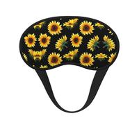Sunflower Blooming Flowers Plants Black and Yellow Print Sleep Eye Mask Light Blocking Soft and Comfortable Night Eye Blinder for Women Men for Sleeping Travel Night Shift