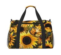 Sunflower Blooming Flowers Plants Butterfly Printed Travel Duffle Bag for Men Women Large Sport Gym Bag Handbag with Shoulder Strap for Travel Weekend Fishing Hunting