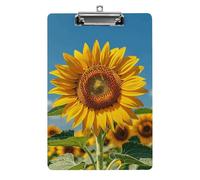 Sunflower Blooming Flowers Plants Clipboard, A4 Acrylic Clipboard with Hanging Hole, Ultra-Light Clip Board - Holds 100 Sheets, Shatterproof Document Holder for Office, 12.5" X 8.5"