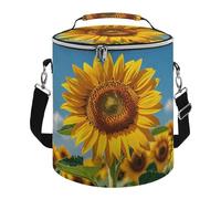 Sunflower Blooming Flowers Plants Lunch Bag, 15L Portable Leakproof Picnic Basket with Shoulder Strap, Insulated Picnic Cooler Bag for Camping, Beach, Hiking & Groceries