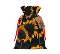 Sunflower Blooming Flowers Plants Print Birthday Gifts Wrap Bag Unique Drawstring Gifts Bag Canvas Bags for Party Wedding Present,1 Piece S