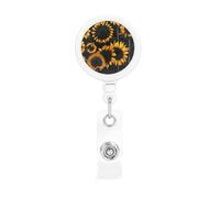 Sunflower Blooming Flowers Plants Print Retractable Badge Holder, Cute Nursing Badge Reel, Badge Clip Id Card Holders