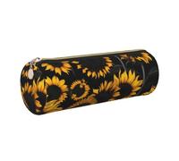 Sunflower Blooming Flowers Plants Print Women Men Pencil Case Cylindrical Lightweight Pen Pouch Office Stationery Organizer