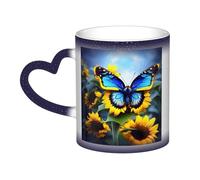Sunflower Blue Butterfly Blue It is a color-changing mug, black for cold and white for hot, and more durable after hand washing.pajamas for women short sleeve,pajama tops for women short sleeve,