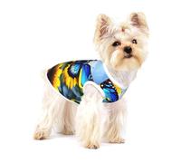 Sunflower Blue Butterfly Full Print Cotton Pet Vest M Dog Cat Clothes Soft Elastic Breathable Pullover Pet