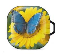 Sunflower Blue Butterfly Headphone Protective Case, Earphone Case For Galaxy Buds Live, Galaxy Buds Pro, Galaxy Buds2, Galaxy Buds 2 Rro Series Headphones