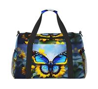 Sunflower Blue Butterfly It is a hand-held crossbody travel bag with large capacity and multi-functions, a must-have for outdoor travel