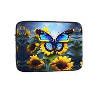 Sunflower Blue Butterfly Laptop Sleeve Case 12 Inch Suitable For Notebook Computer Tablet Traveling Carrying Simple Case