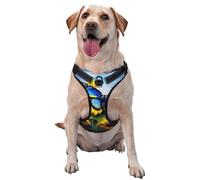 Sunflower Blue Butterfly Large Printed pet Traction Vest - Ideal for Dog Walking, Hiking, Daily Travel