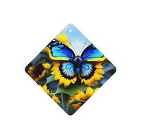 Sunflower Blue Butterfly Pattern Car Air Fresheners 4 Pcs Square Hanging Aromatherapy Tablets Scented Fresheners For Bedroom Bathroom