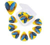 Sunflower Blue Butterfly Print Guitar Picks 12 Pack Guitar Plectrums with Storage Box Bass Picks For Acoustic Guitar Bass Electric Ukulele Includes 0.46mm, 0.71mm, 0.96mm