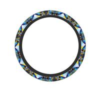 Sunflower Blue Butterfly Printed Elastic Steering Wheel Cover 15-inch Car Steering Wheel Cover Automotive Accessories Suitable for Most Car Models