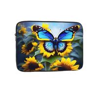 Sunflower Blue Butterfly Shockproof Laptop Sleeve Water Repellent Notebook Case Slim Protective Cover for 10 12 13 15 17 Inch Tablets