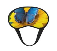 Sunflower Blue Butterfly Sleep Mask for Side Sleeper, Blackout Eye Mask for Women Men, Zero Pressure Sleeping Masks Soft Breathable Eye Cover Comfortable Blindfold Eyeshade for Night Sleep