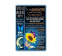 Sunflower Blue Butterfly to My Daughter Sign Gifts for from Mom Gift Metal Aluminum Healing Thoughts Love Wall Decor Poster Home Bedroom Bar Cafe Club 6x8 Inch