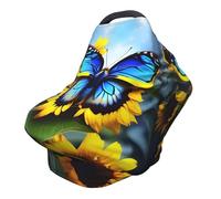 Sunflower Blue Butterfly Versatile full-print Stroller Chair Cover/Nursing Cover, specially designed for your baby