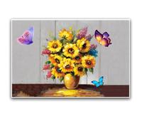 Sunflower Bouquet Butterflies Canvas Wall Art Botanical Floral Oil Painting Art Print Abstract Sunflower Still Life Flowers Poster Indoor Decor for Offices Living Room Bedroom Dining Room farmhouse