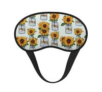 Sunflower Bouquet Printed Black Border Eye Mask, Soft and Comfortable, Perfect for Travel, Camping, and Meditation