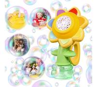 Sunflower Bubble Machine for Kids, Automatic Bubble Blower with Music, Colorful Lights & 3 Modes, Handheld Swing Dance Toy for Indoor/Outdoor Parties (Yellow)