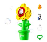 Sunflower Bubble Machine,USB Rechargeable Sunflower Bubble Maker,LED Light Party Entertainment Device,Portable Outdoor Activity Accessory,for Kids, Weddings, Birthday Parties(A)