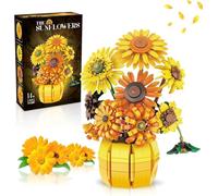 Sunflower Building Blocks Set, Van Gogh Art Botanical Collection Flowers Building Set for Adult, Sunflowers Pot Bouquet Plants Kits, Artificial Flowers Model Gifts for Mother's Day Christmas Birthday