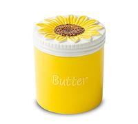 Sunflower Butter Crock Butter Keeper French Butter Dish Ceramic Cup Butter Holder With Water Line Non-Slip Design