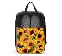 Sunflower Butterfly ChrysanthemumFlowers Dragonfly Shoe Bag with Zipper & Handle, Waterproof Breathable Portable