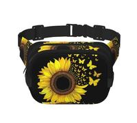 Sunflower Butterfly Double Layer Waist Bag Pack Flower Bird Bum Bag Fanny Pack for Men Women, Adjustable Belt Bag for Travel Hiking Running Cycling Festival
