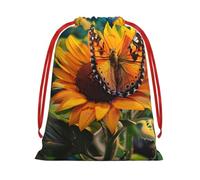 Sunflower Butterfly Gift Bags with Drawstrings, M | Soft Velvet Pouch Storage, Sack Xmas Storage Bag Perfect for Party Wedding Christmas