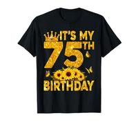 Sunflower Butterfly Happy Its My 75th Birthday T-Shirt