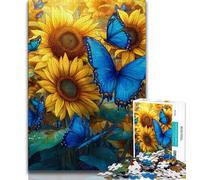 Sunflower Butterfly Jigsaw Puzzles for Teenagers 1000 Jigsaws,Staycation Kill Time Every Piece Is Unique - Challenging Family Fun Game 50x75cm