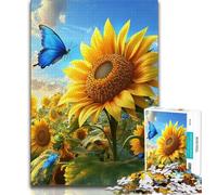 Sunflower Butterfly Jigsaws Puzzles 1000 Pieces for Teenagers Gifts,Educational Games Home Decoration Deal As Gifts for The Whole Family (38x26cm)
