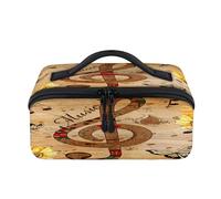Sunflower Butterfly Music Note Travel Makeup Bag Portable Waterproof Pouch Open Flat Toiletry Bags Toiletries Cosmetics Traveling Organizer for Women Men