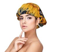 Sunflower Butterfly Print Adult's Satin Sleeping Cap, Maintain Hairstyle, and Ensure Comfortable Sleep, 13 inches Black, Black, One size