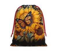 Sunflower Butterfly Print Gift Drawstring Bag Reusable Pouch Festive Decor Party Favor Daily Storage Sack