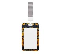 Sunflower Butterfly Printed Card Badge Holder with Neck Strap, Vertical Cards Holder Anti-Scratch and Easy-Scan, for Office