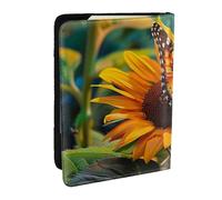 Sunflower Butterfly Printed Passport Holder - 6.5 x 4.5 Inch RFID Blocking Travel Wallet,Stylish Passport Cover,Lightweight Document Organizer for Cards