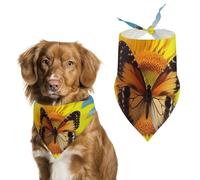 Sunflower Butterfly Printed Pet Scarf Polyester Triangle Scarf - One Size (27.6in X 11.8in)