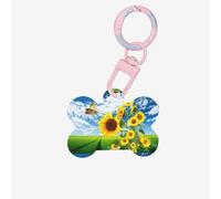 Sunflower Butterfly Printing 1 Pc Dog Bone Shape Id Tags Double Sided with Key Ring Craft for Pets