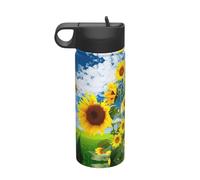 Sunflower Butterfly Printing Travel 18oz Sports Insulated Kettle Water Bottle Stainless Steel Kettle Portable Cup