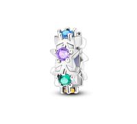Sunflower Butterfly Safety Chain Dog Cat Lucky Charm Bead Pendant 925 Sterling Silver Compatible With Pandora Charm Moments Bracelet (Crystal Star Rainbow Gem Stopper Spacer)