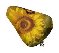 Sunflower Butterfly Sunny Bike Seat Cover for Men Women Water Repellent Exercise Bike Seat Cushion Adjustable Bicycle Seat for Outdoor Biking