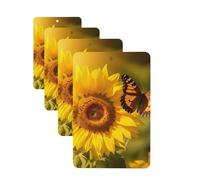 Sunflower Butterfly Sunny Car Air Fresheners Cards Set of 4 Pieces Personalized Car Fresheners Gifts for Men Women Auto Aromatherapy Tablets Hanging Scented Cards for Wardrobe Bathroom
