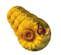 Sunflower Butterfly Sunny Car Air Fresheners Cards Set of 4 Pieces Personalized Car Fresheners Gifts for Men Women Auto Aromatherapy Tablets Hanging Scented Cards for Wardrobe Bathroom