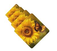 Sunflower Butterfly Sunny Car Air Fresheners Cards Set of 4 Pieces Personalized Car Fresheners Gifts for Men Women Auto Aromatherapy Tablets Hanging Scented Cards for Wardrobe Bathroom