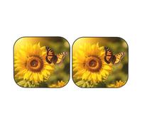Sunflower Butterfly Sunny Car Windshield Sun Shade 2-Piece, Foldable Sunshade for Car Front Window and Interior Sun Protection, Universal Auto Sun Blocker Visor Protector Medium