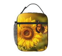 Sunflower Butterfly Sunny Lunch Bag for Women Men Reusable Lunch Box for Office Picnic Insulated Lunch Container Leakproof Lunch Tote Bags Portable Lunch Cooler Bag Travel Lunchbox